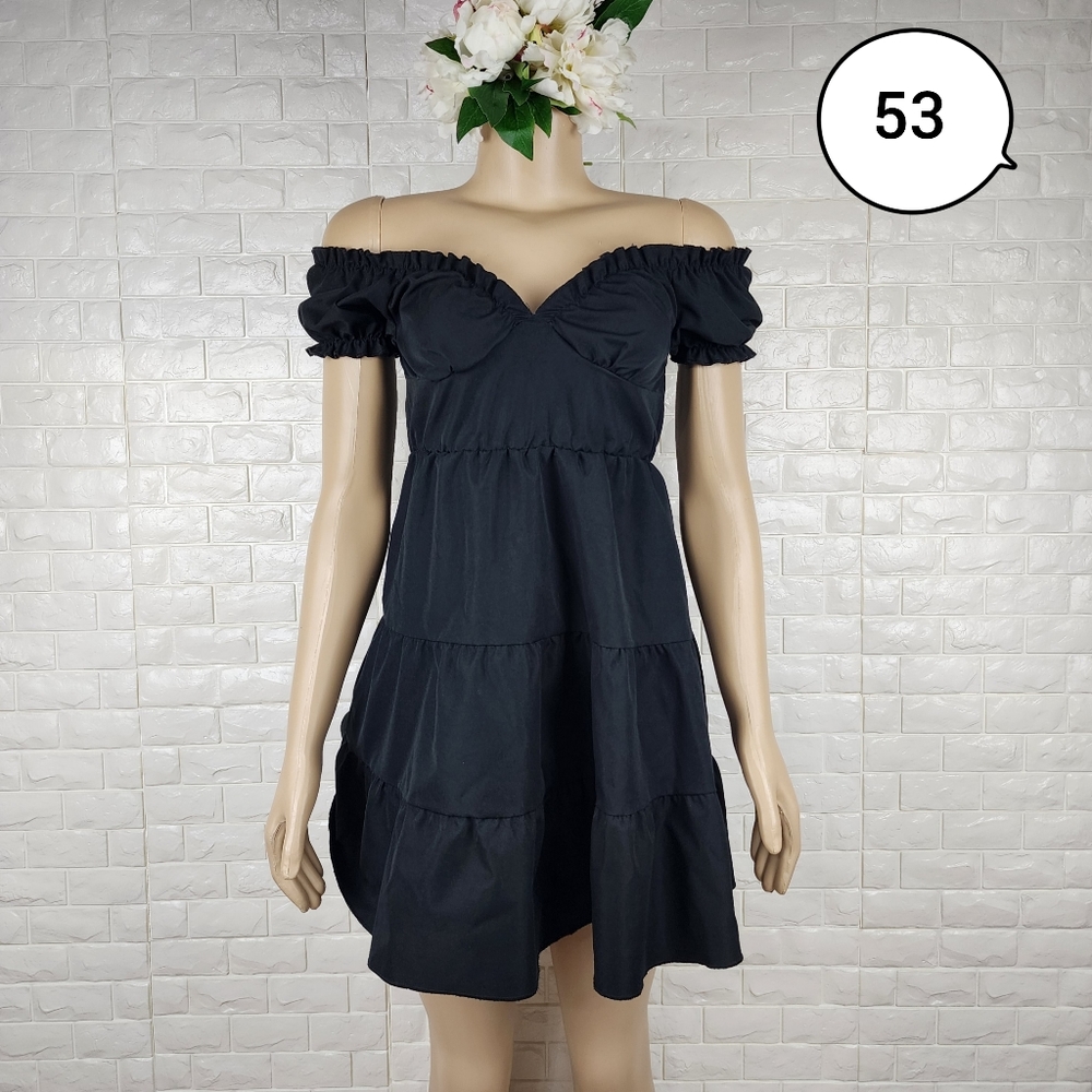 SHEIN XS Black Off Shoulder Dress – Casual  Mini Dress